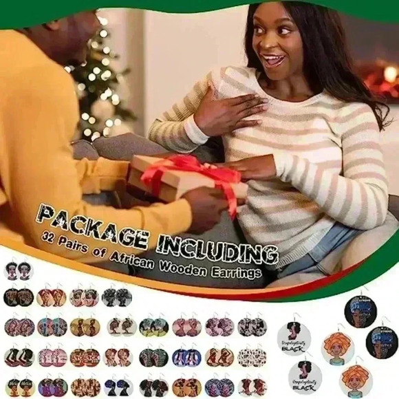 2 Pairs Juneteenth African Earrings - Picture 5 of 6